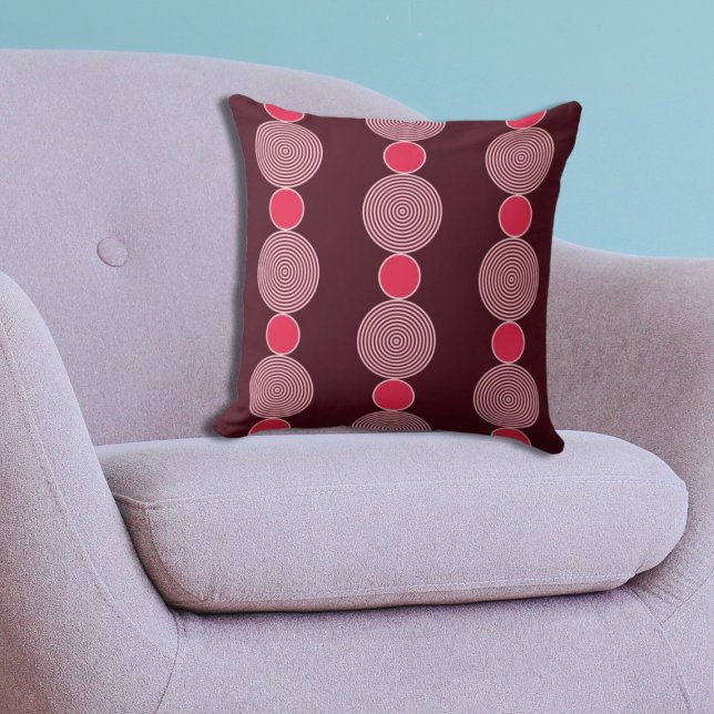 Almofada Padrão de Linha Regular de Círculo Rosa Moderno (Modern Regular Pink Circle Line Pattern Throw Pillow)