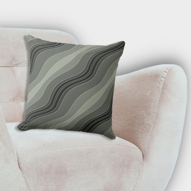 Almofada Padrão de Linhas em Camada de Cinza Elegante (Elegant Grey Layered Lines Pattern Throw Pillow, Living Room)
