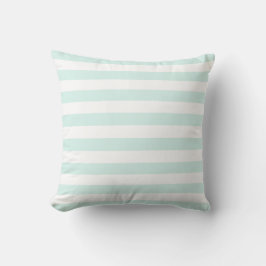 Almofada Padrão de Linhas Pastel Branco Suave e Verde Ciano