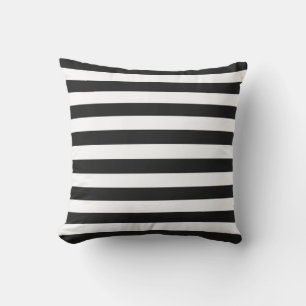 Almofada Padrão de Linhas Pastel Suave Branco e Preto