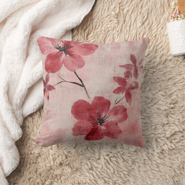 Almofada Padrão de Linho Floral Rosa Rustico (5) (Cobertor)
