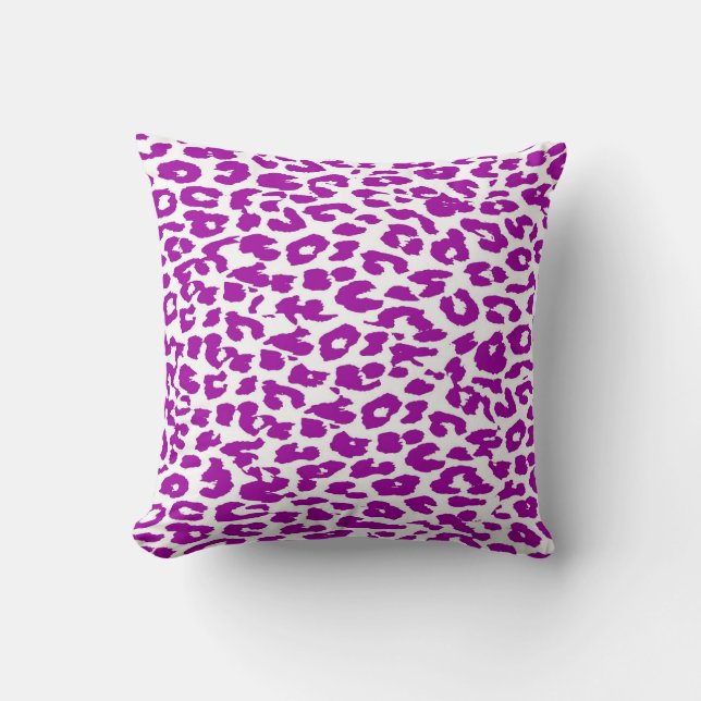 Almofada Padrão de Listra com Estampa de Leopardo Violeta (Frente)