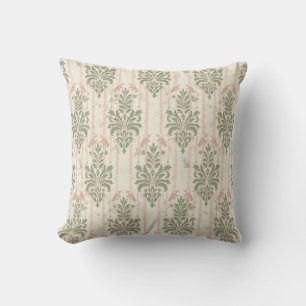 Almofada Padrão de Listra de Damasco Retro Francês – Verde-