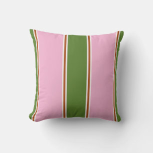 Almofada Padrão de Listra Verde Rosa Retro