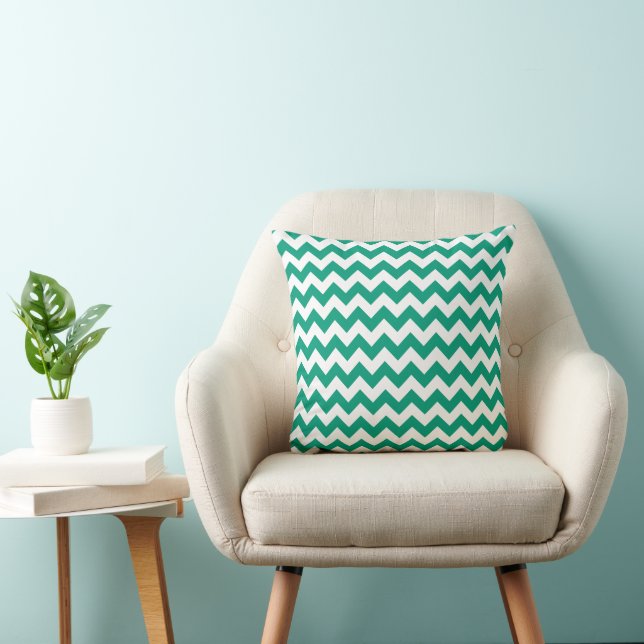 Almofada Padrão de Listras Chevron Verde Elegante (Cadeira)