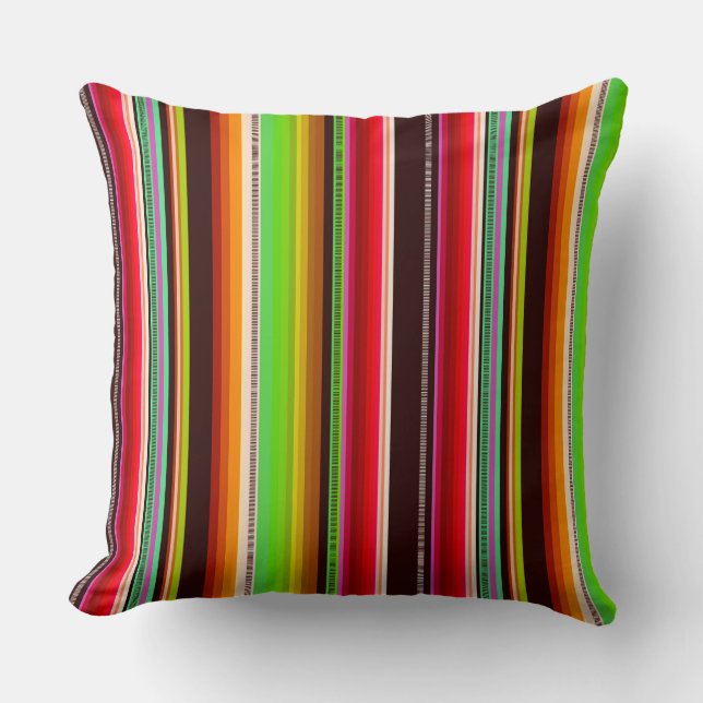 Almofada Padrão de listras multicoloridas serape Cantina (Frente)