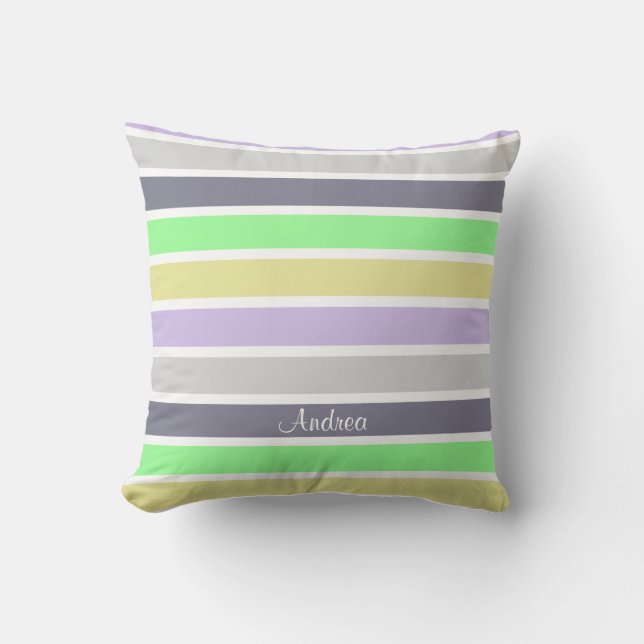 Almofada Padrão de Listras Pastel Personalizadas (Frente)