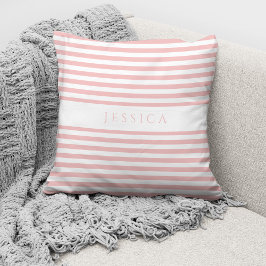 Almofada Padrão de Listras Rosa Modernas Personalizadas