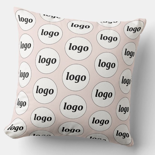 Almofada Padrão de Logo Simples Rosa Bege (Logo pattern business promotional throw pillow)