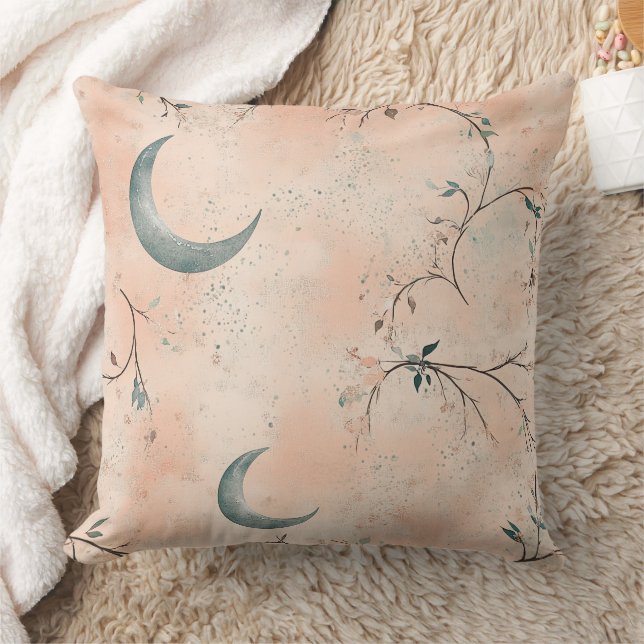 Almofada Padrão de Lua Floral Boho Celestial (3) (Cobertor)