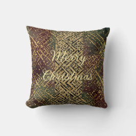 Almofada Padrão de Luxo de Natal, Vermelho Dourado Verde Pr