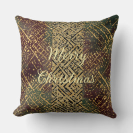 Almofada Padrão de Luxo de Natal, Vermelho Dourado Verde Pr