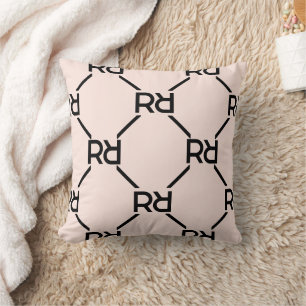 Almofada Padrão de luxo inicial de cinza-rosa-pincelado