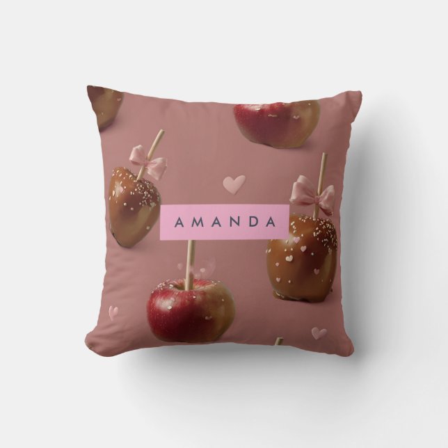 Almofada Padrão de Maçã de Caramelo Cute Personalizado (Frente)