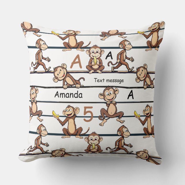 Almofada Padrão de Macaco Travesso (Frente)