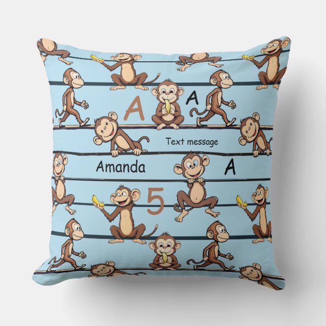 Almofada Padrão de Macaco Travesso (Frente)