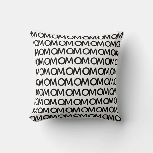 Almofada Padrão de Mãe Preta Elegante em Branco (Frente)