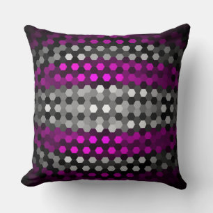 Almofada Padrão de Magenta e Cinzas Hexágonos