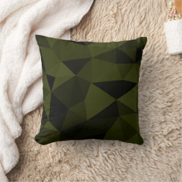 Almofada Padrão de malha geométrica preto verde exército es