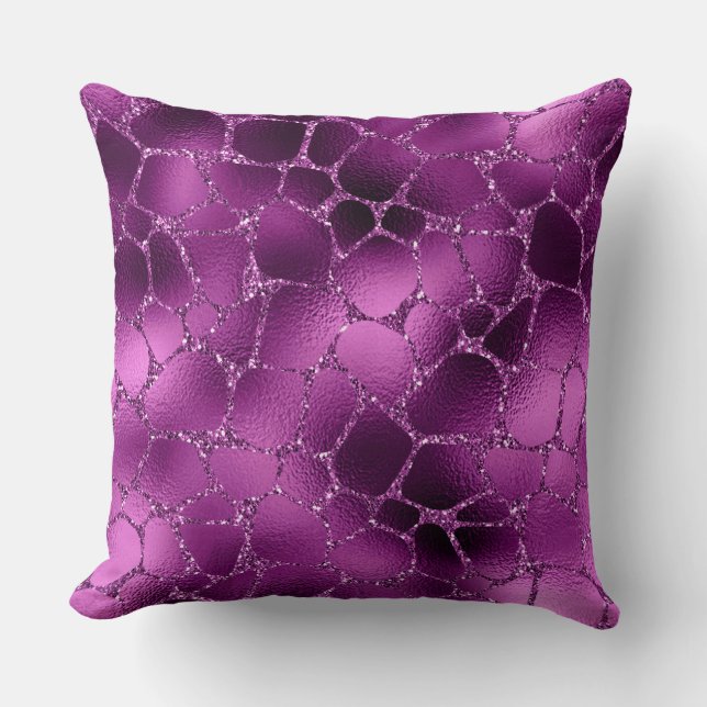 Almofada Padrão de Manchas de Girafa com Glitter Glam Ombre (Frente)