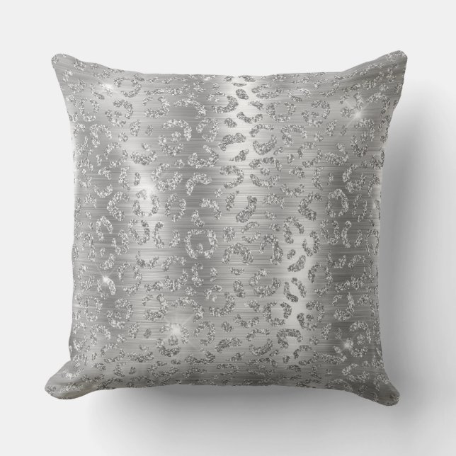 Almofada Padrão de manchas de leopardo selvagem com brilho  (Frente)