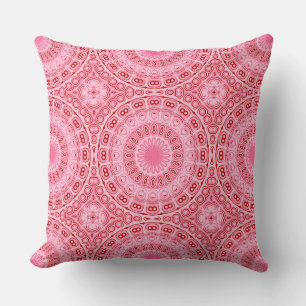 Almofada Padrão de Mandala Carmesim e Rosa
