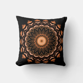Almofada Padrão de Mandala de Cobre e Preto 1