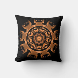 Almofada Padrão de Mandala de Cobre e Preto 2