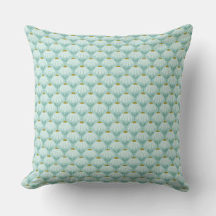 Almofada Padrão de Margaridas Florais Vintage Azul Teal e O