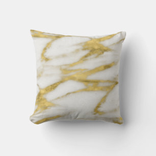 Almofada Padrão de mármore branco e abstrato Dourado