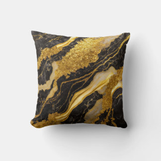 Almofada Padrão de mármore preto com Dourado