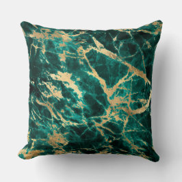 Almofada Padrão de Mármore Teal e Dourado Moderno
