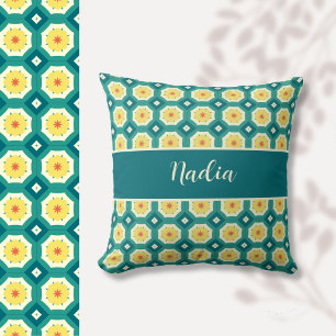 Almofada Padrão de Marrocos verde amarelo personalizado