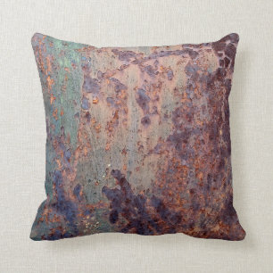 Almofada Padrão de Metal Azul Enferrujado Grunge