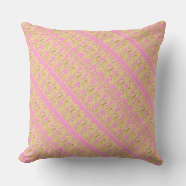 Almofada Padrão de Mini Fluxos de Rosa e Amarelo (Frente)