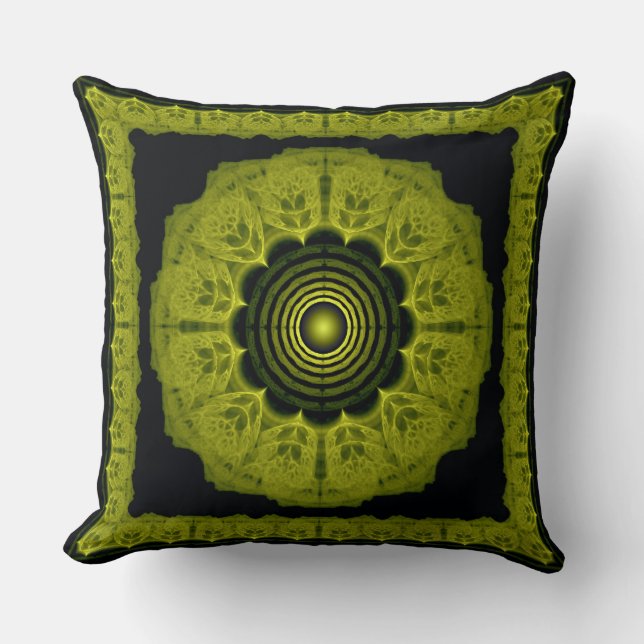 Almofada Padrão de moldagem fractal brilhante laranja (Frente)