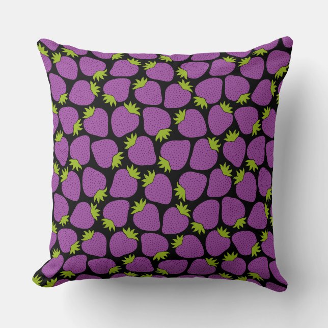 Almofada Padrão de Morango Halloween Roxo (Frente)