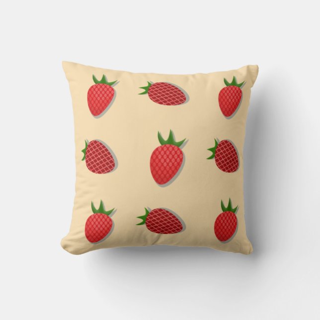 Almofada Padrão de morango para frutas vibrações boas de ve (Frente)