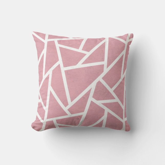 Almofada Padrão de mosaico branco e coral (Frente)