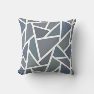 Almofada Padrão de mosaico de cinza azul