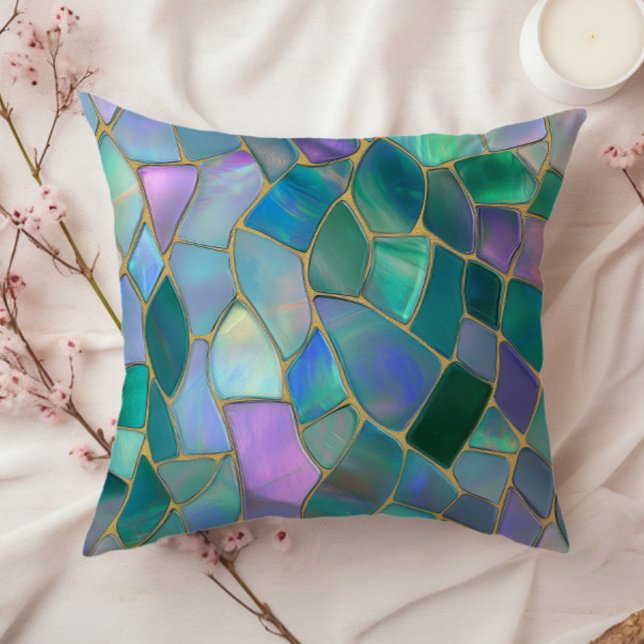 Almofada Padrão de mosaico de vitral em cores pastéis (Criador carregado)