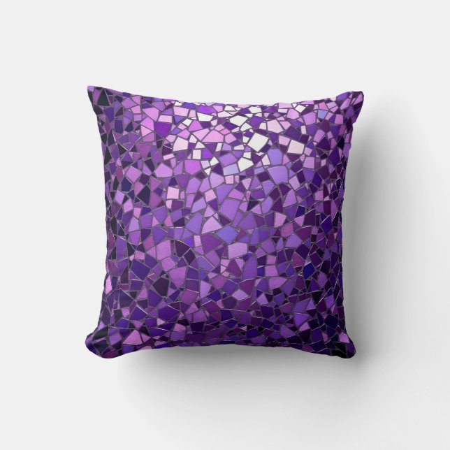 Almofada Padrão de Mosaico Roxo Luminoso.Moderno ao ar livr (Frente)