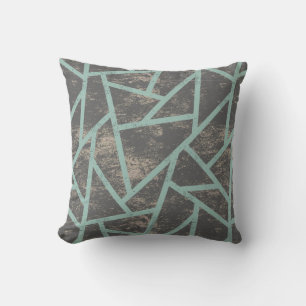 Almofada Padrão de mosaico verde-claro e cinza