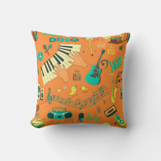 Almofada Padrão de música de desenhar manual colorido