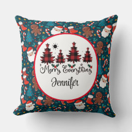 Almofada Padrão de natais vintages, árvore de Natal xadrez