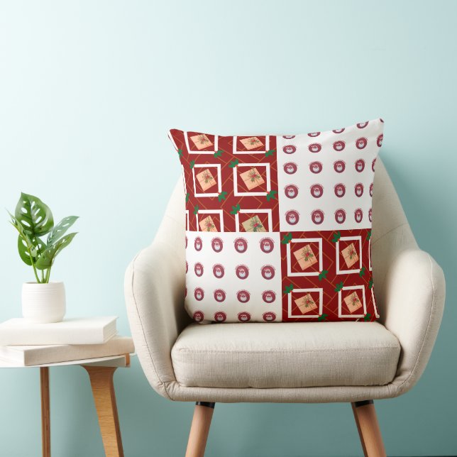 Almofada padrão de natal alegre e logo (Cadeira)