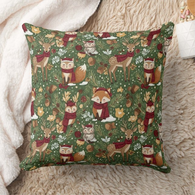 Almofada Padrão de Natal da Floresta Escandinava (Cobertor)