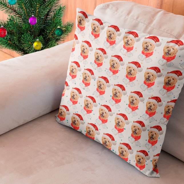 Almofada Padrão de Natal de Cachorro Chow Chow Fofo (Criador carregado)