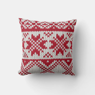 Almofada Padrão de Natal em Vermelho e Branco