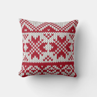 Almofada Padrão de Natal em Vermelho e Branco